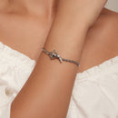925 Sterling Silver Pavé Setting CZ Bracelet Size 17.0 for Women-6