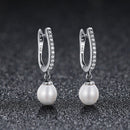 925 Sterling Silver Freshwater Pearl Earrings with Pavé Setting CZ for Women-2