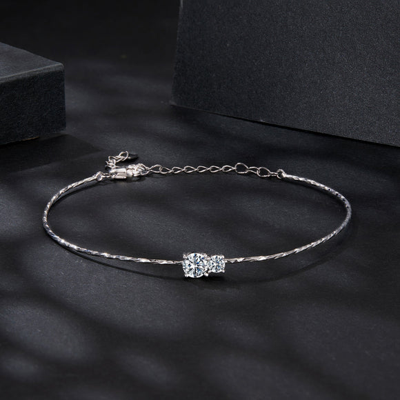 925 Sterling Silver 0.2 Carat Genuine Moissanite Bracelet for Women