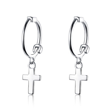 925 Sterling Silver Earrings Plated Platinum 1.9*0.5cm for Women