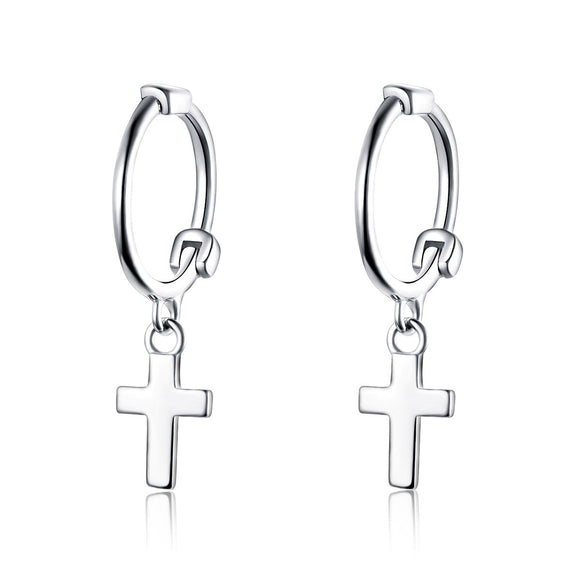 925 Sterling Silver Earrings Plated Platinum 1.9*0.5cm for Women