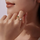 925 Sterling Silver Enamel Pavé Setting CZ Gold Plated Ring for Women-5