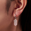 925 Sterling Silver Earrings with Natural Crystal and White Gold Plating-5