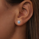 925 Sterling Silver Earrings with Enamel CZ in White Gold, 1.0x0.9cm for Women-5