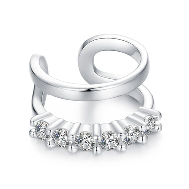 925 Sterling Silver Earrings with Pavé Setting CZ in Platinum - 0