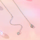 925 Sterling Silver Necklace with CZ & Resin Pendant, 18x39mm, Plated with White Gold-7