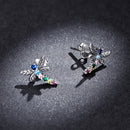 925 Sterling Silver Earrings with Pavé Setting CZ in Oxidized Silver-6