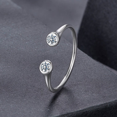 925 Sterling Silver Moissanite Ring Size E - 0