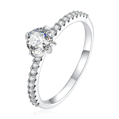 925 Sterling Silver Plated Platinum 0.60 Carat Zircon Ring Size 6 for Women - 0