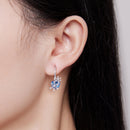 925 Sterling Silver Earrings with Transparent Glass and CZ, 23*12mm for Women-7