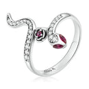925 Sterling Silver Oxidized Snake Ring with Pavé Setting CZ for Women - Size 7.0-1