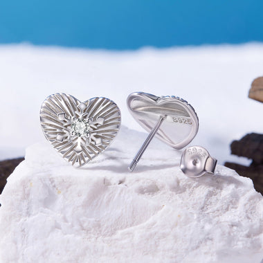 925 Sterling Silver Earrings with CZ in White Gold Plating for Women - 0