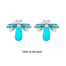 925 Sterling Silver Earrings with Luminous Stone in 10x12mm-2