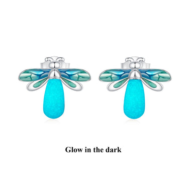 925 Sterling Silver Earrings with Luminous Stone in 10x12mm - 0