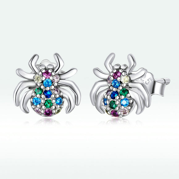 925 Sterling Silver Earrings with Pavé Setting CZ, Oxidized Silver, 0.7*0.8 cm for Women