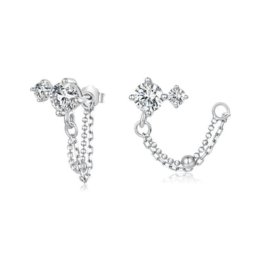 925 Sterling Silver White Gold Plated Pavé Setting CZ Earrings, 1.5cm for Women