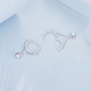 925 Sterling Silver White Gold Plated Moonstone Earrings 23x5mm for Women-5