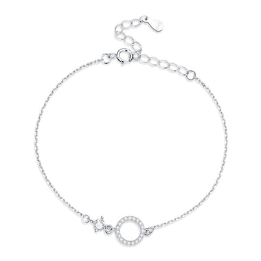 925 Sterling Silver Adjustable Bracelet with Pavé Set CZ for Women - 0