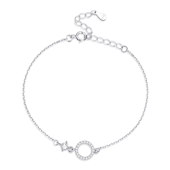 925 Sterling Silver Adjustable Bracelet with Pavé Set CZ for Women