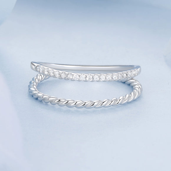 925 Sterling Silver Ring 6.0 Size with Pavé Setting CZ