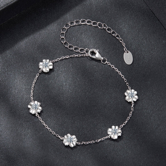 925 Sterling Silver 0.1 Carat Moissanite Bracelet for Women
