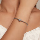 925 Sterling Silver Pavé Setting CZ 17.0 cm Oxidized Silver Bracelet for Women-5