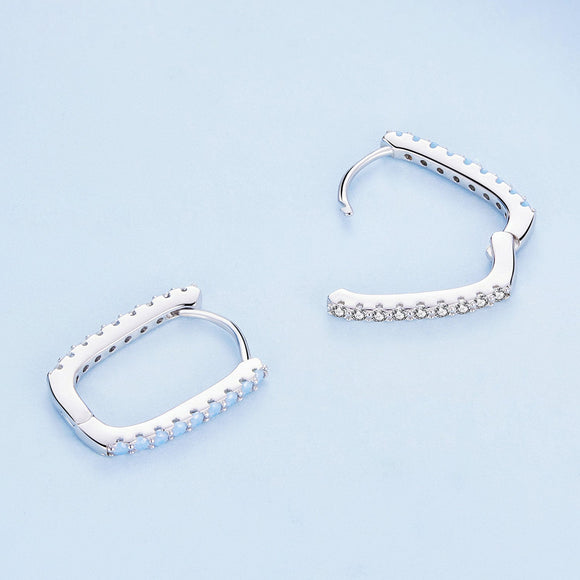 925 Sterling Silver Opal Earrings with Platinum Plating for Women