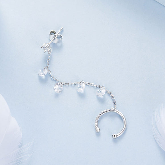 925 Sterling Silver Earrings with Pave Setting CZ - White Gold Plated for Women