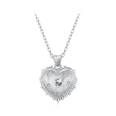 925 Sterling Silver White Gold Plated Necklace with CZ Pendant for Women