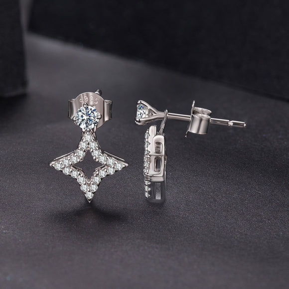 925 Sterling Silver Moissanite 0.1ct Earrings for Women