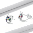 925 Sterling Silver Earrings with Oxidized Finish and Pavé Setting CZ-3
