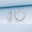 925 Sterling Silver Hoop Earrings with White Gold Plating and CZ Stones-2