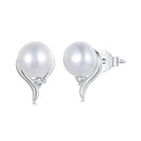 925 Sterling Silver Pavé Setting CZ & Natural Fresh Water Earrings for Women - 10*7mm-2