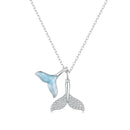 925 Sterling Silver Necklace with CZ & Enamel - 40+5cm Length, Fishtail Design for Women-1