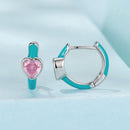 925 Sterling Silver Hoop Earrings with White Gold Plating and CZ-2