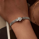 925 Sterling Silver and Platinum Plated 17.0 cm Pavé Setting CZ Bracelet for Women-6