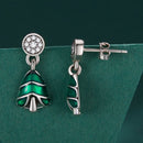 925 Sterling Silver Earrings with Enamel and Pavé Set CZ in Oxidized Silver-4