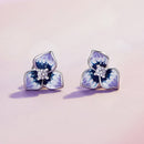 925 Sterling Silver Enamel CZ Earrings 8mm x 10mm for women-3
