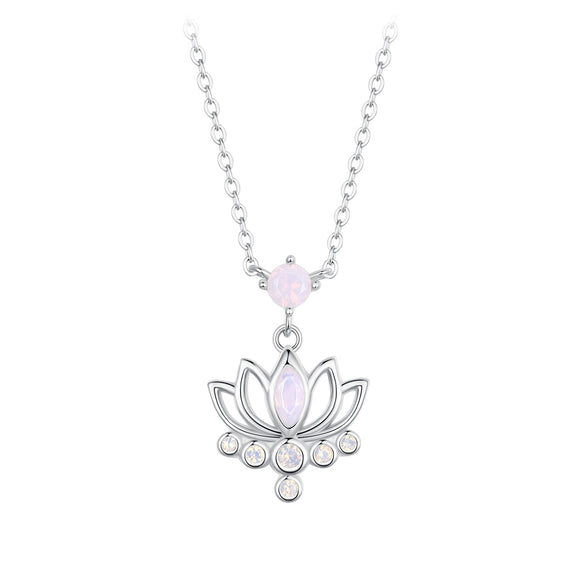 925 Sterling Silver Opal Nanometer Stone Necklace for Women