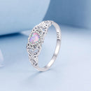 925 Sterling Silver Opal and CZ Stackable Ring in Size 6 for Women-5