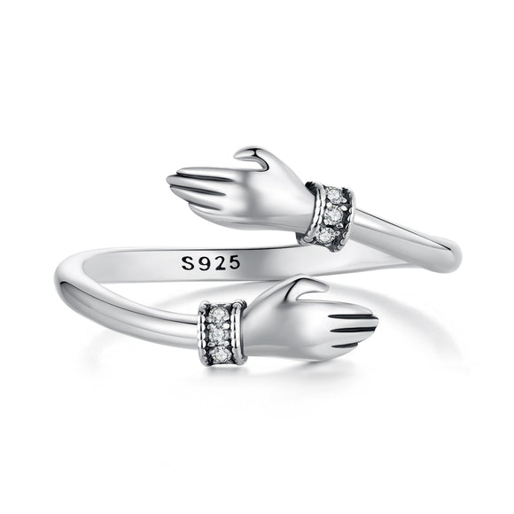 925 Sterling Silver Oxidized Pavé CZ Ring
