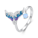 925 Sterling Silver Enamel Opal Ring with Pavé Setting for Women-3