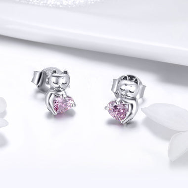 925 Sterling Silver Earrings with Pavé Setting and Oxidized Finish for Women - 0