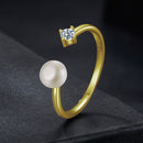 925 Sterling Silver Moissanite Quality Shell Pearl Ring for Women - Size E-6
