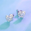925 Sterling Silver Earrings with Pave Setting CZ and White Gold Plating-3