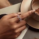 925 Sterling Silver White Gold Plated Ring with Enamel and CZ for Women-8