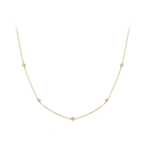 925 Sterling Silver White Gold Plated Adjustable Moissanite Necklace for Women