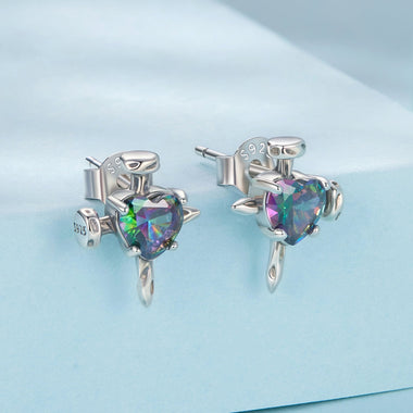 925 Sterling Silver Earrings with Transparent Glass for Women - 0