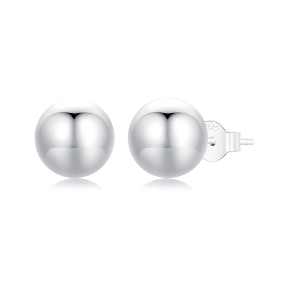 925 Sterling Silver Plated White Gold Earrings - 10mm for Women