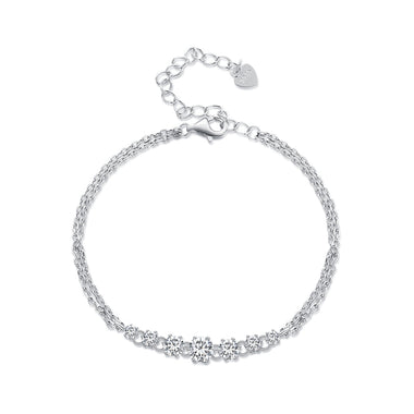 925 Sterling Silver 5MM Moissanite Bracelet for Women - 0